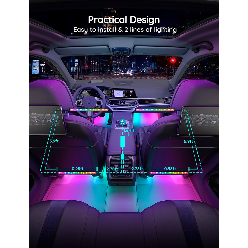 Govee RGBIC Interior Bil Lys - Sort