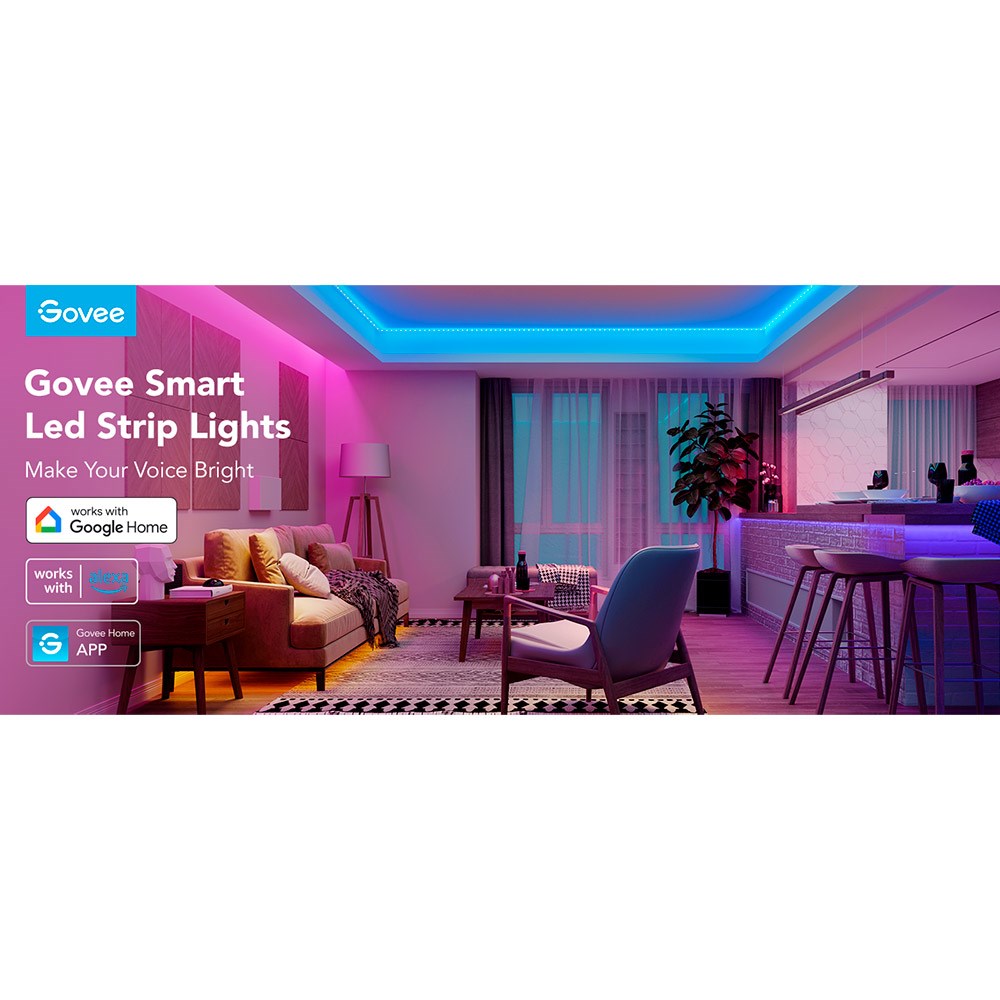 Govee RGB Smart Wi-Fi + Bluetooth LED Lysstrimmel - 5m - Hvid