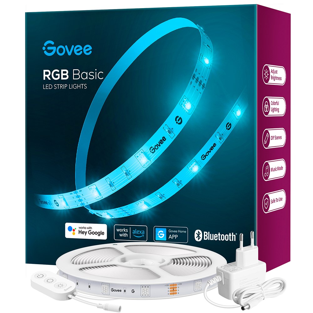 Govee RGB Smart Wi-Fi + Bluetooth LED Lysstrimmel - 5m - Hvid