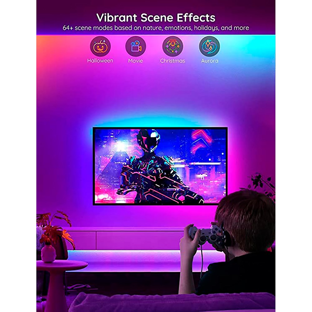 Govee RGBIC Basic Wi-Fi + LED Bluetooth Strip Lights - 10m - Hvid