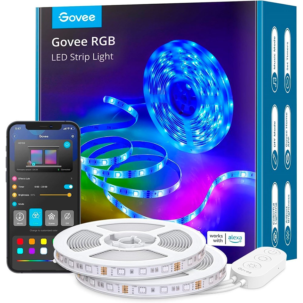 Govee RGB Smart Wi-Fi + Bluetooth LED Lysstrimmel - 2x5m - Hvid