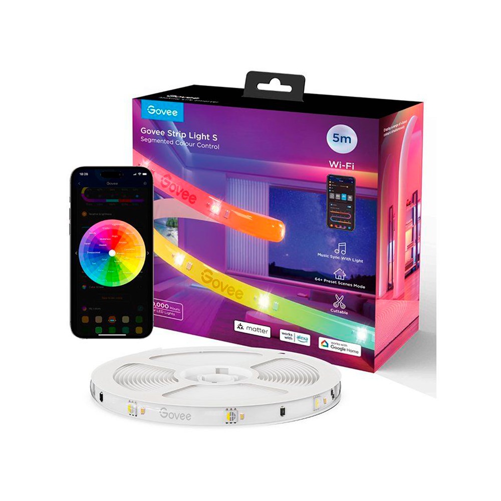 Govee RGBIC Wi-Fi + LED Bluetooth Strip Lights - 5m - Hvid