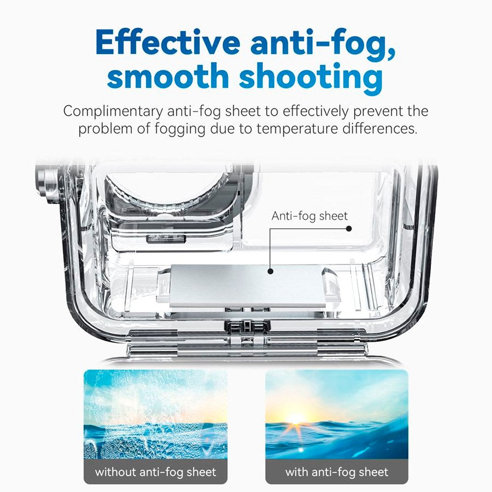 TELESIN - Vandtæt Cover - DJI Osmo Action 3 / 4 / 5 Pro - Gennemsigtig / Sort