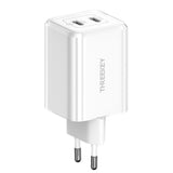 Threekey 35W PD USB-C GaN Hurtig Vægoplader m. 2 x USB-C - Hvid