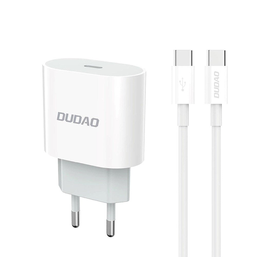 Dudao 20W PD Vægoplader USB-C med Kabel - Hvid
