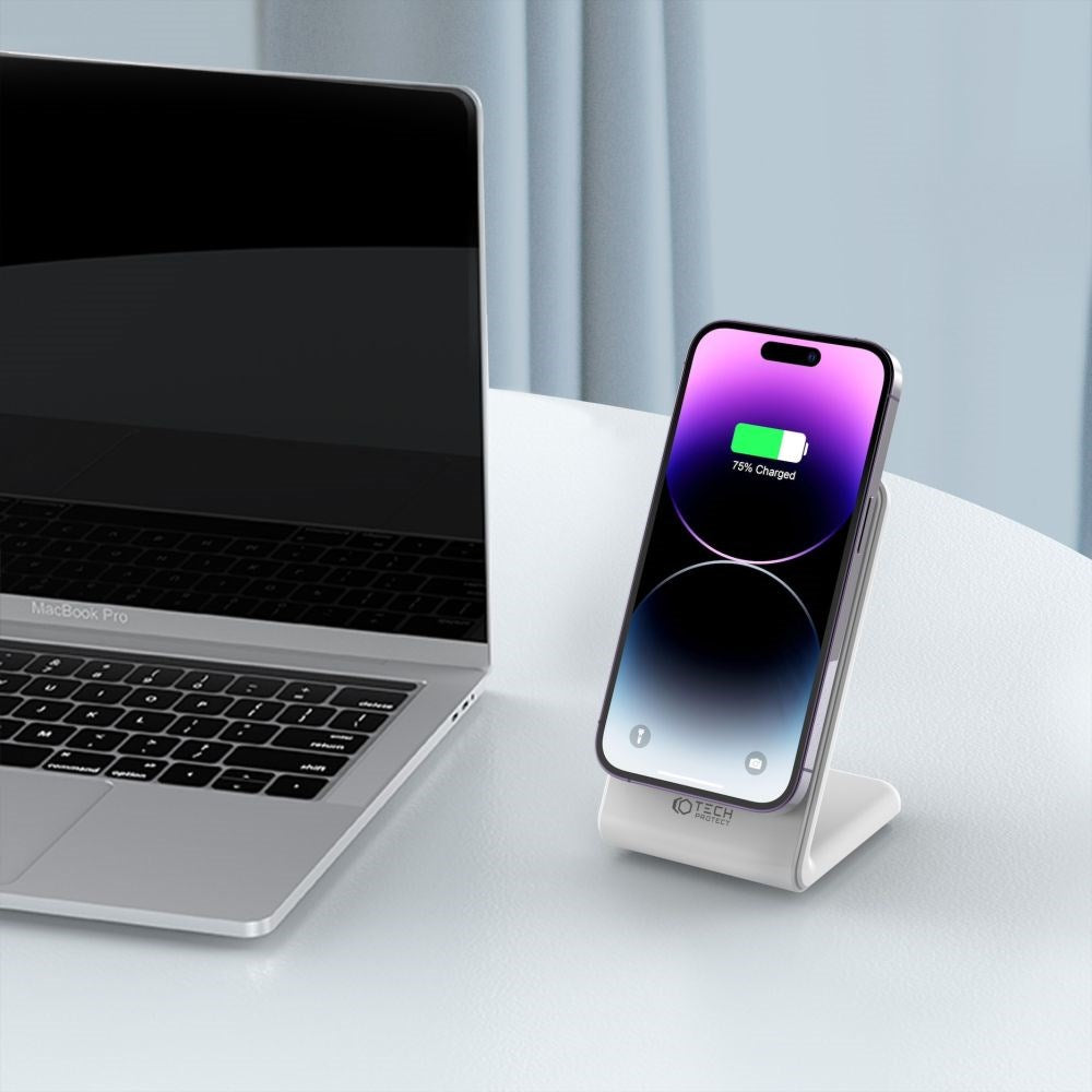 Tech-Protect QI15W-A23 Trådløs Oplader - MagSafe Kompatibel - White