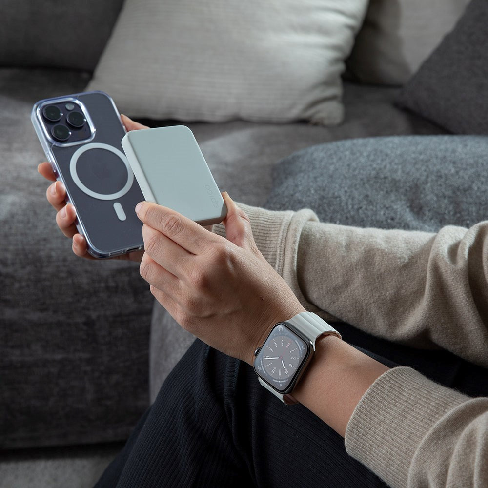 Epico Apple Watch (42/44/SE/45/46/49mm) Magnetisk Silikone Urrem - Grå / Grøn