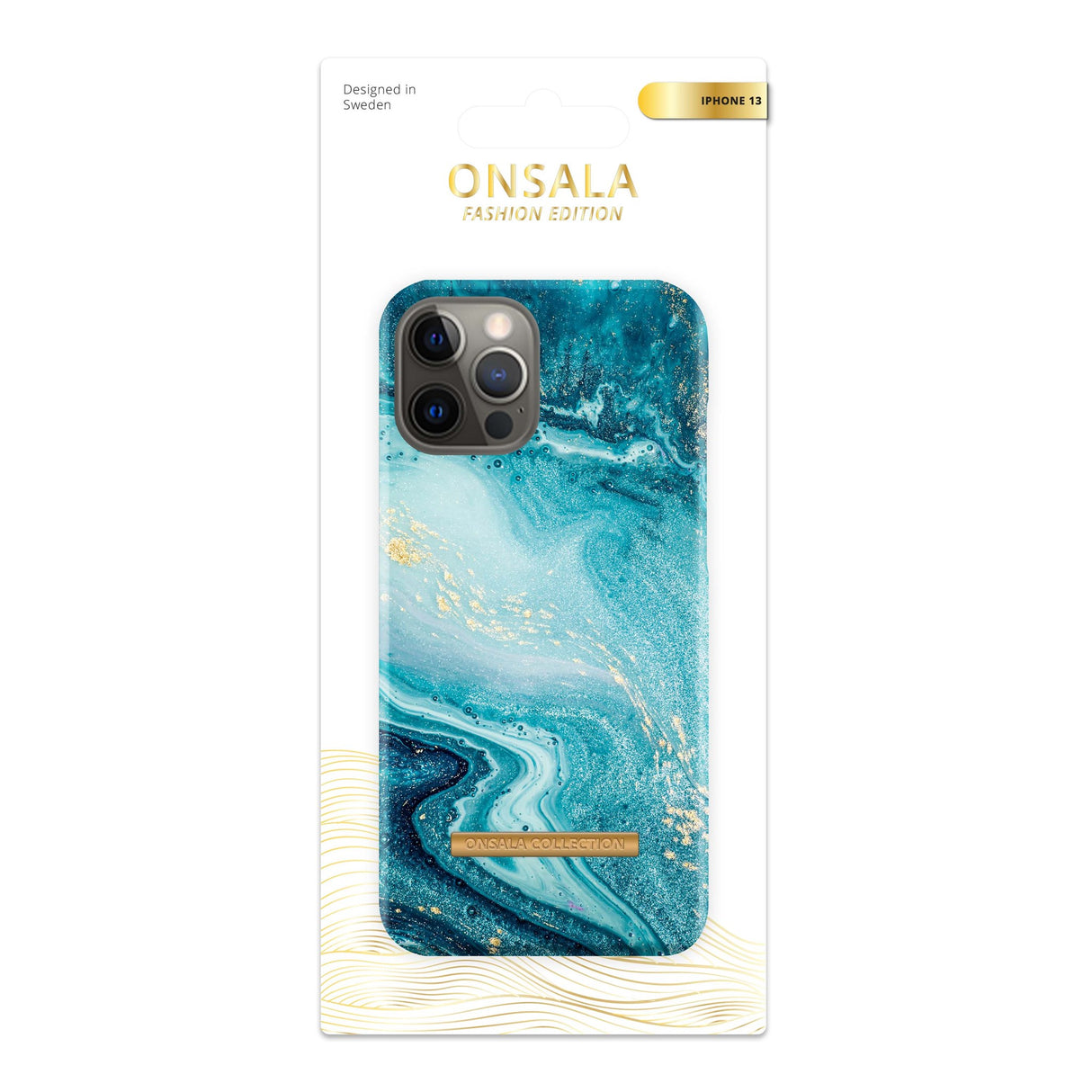 iPhone 13 Mini Onsala Fashion Collection Case - Magnetisk - Blue Sea Marble