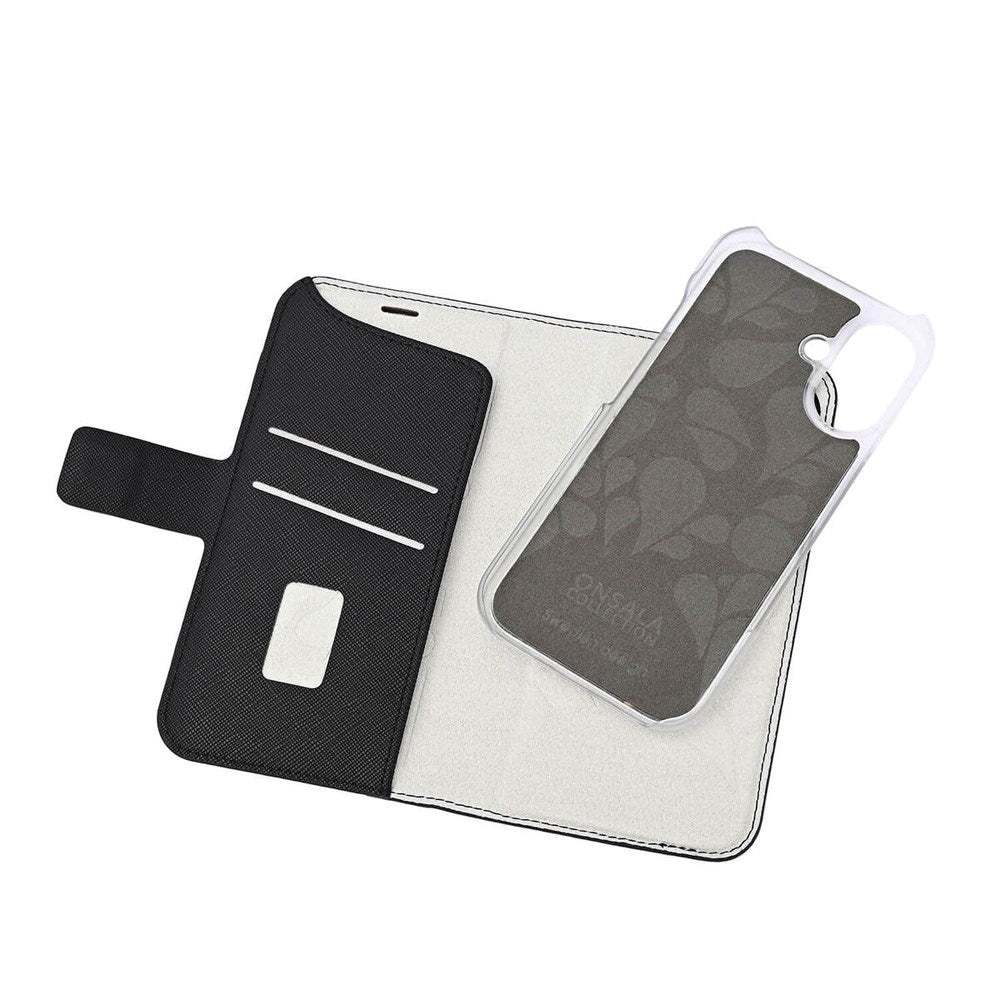 Onsala iPhone 16 ECO Flip Cover m. Pung - MagSafe Kompatibel - Black
