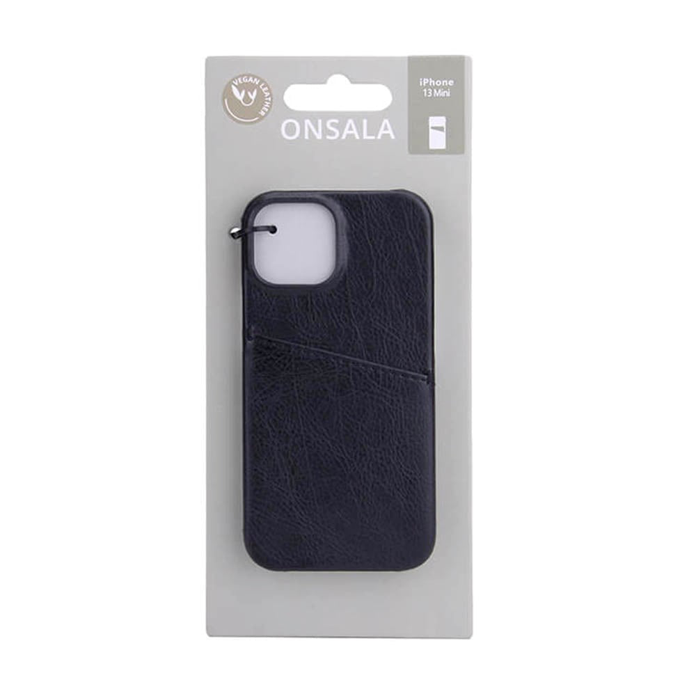 Onsala Collection iPhone 13 Mini Læder Bagside Cover m. Kortlomme - Sort