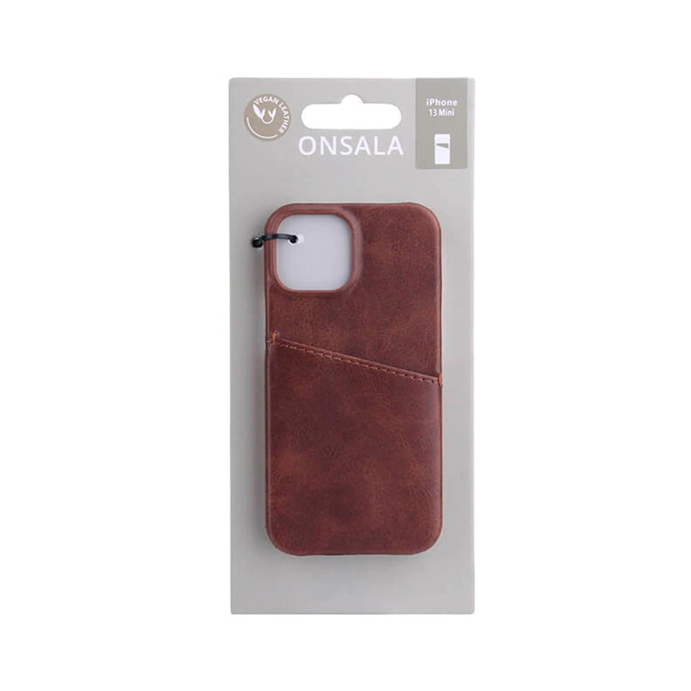Onsala Collection iPhone 13 Mini Læder Bagside Cover m. Kortlomme - Brun