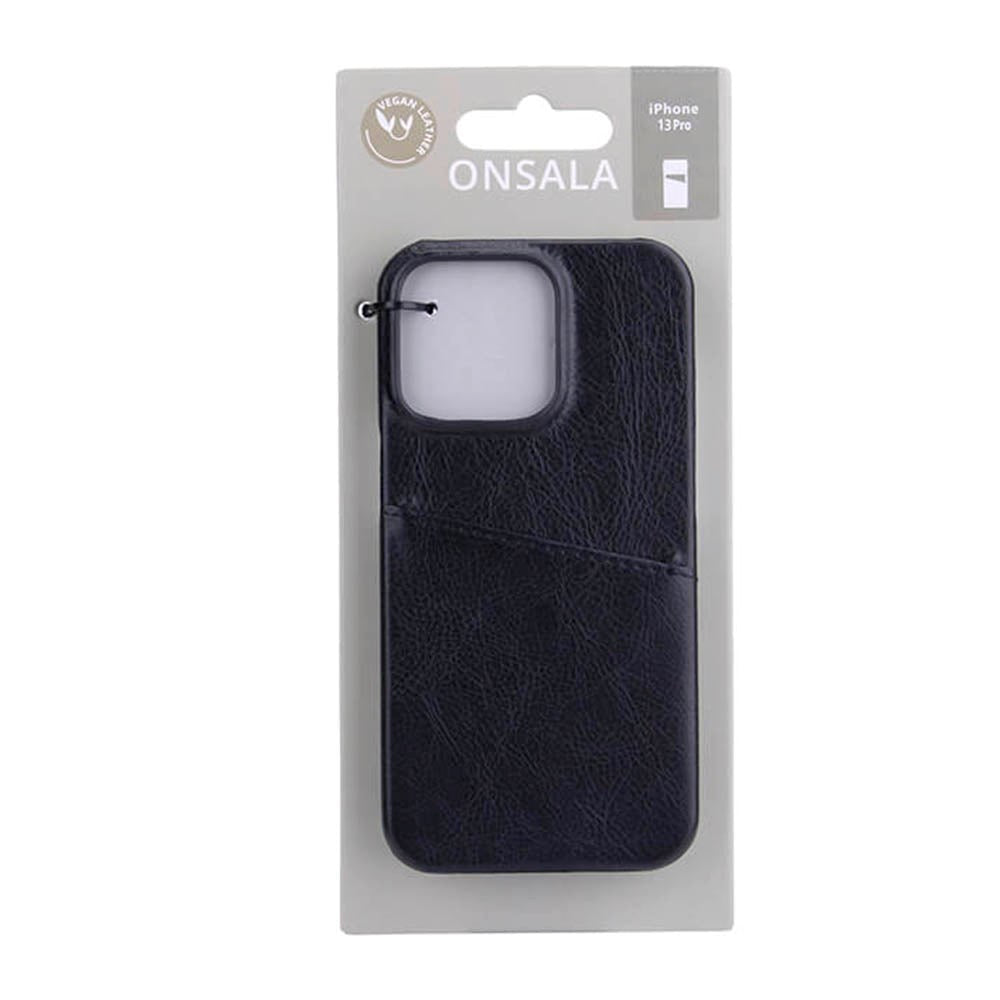 Onsala Onsala Collection iPhone 13 Pro Læder Bagside Cover m. Kortlomme - Sort