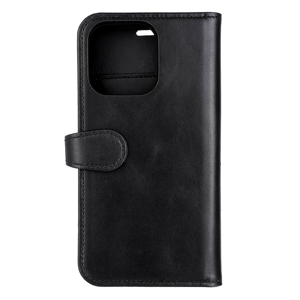 Buffalo iPhone 14 Pro Wallet Ægte Læder Magnet Flip Cover m. Pung - Sort