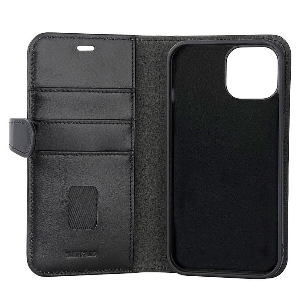 GEAR Buffalo iPhone 15 2-in-1 Wallet Ægte Læder Magnet Flip Cover m. Pung - Sort