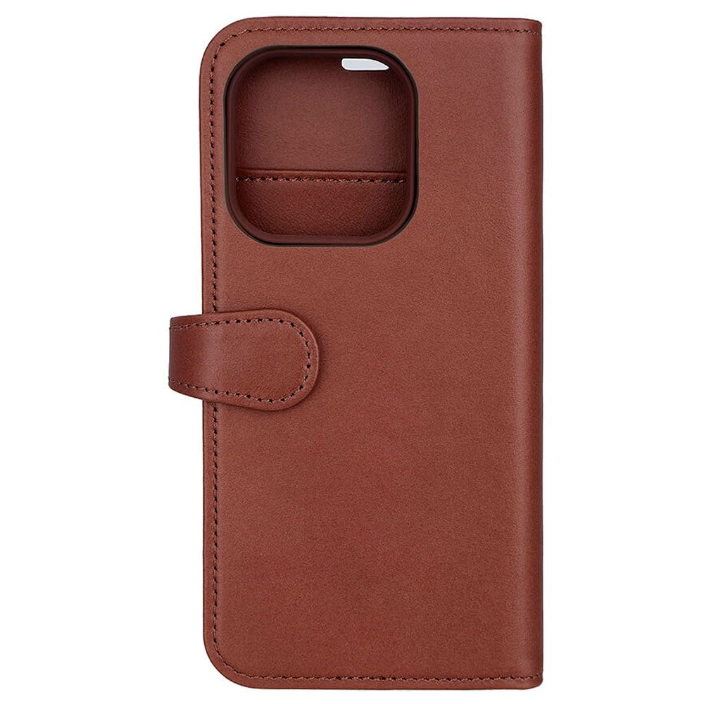 Buffalo iPhone 15 Pro 2-in-1 Wallet Ægte Læder Magnet Flip Cover m. Pung - Brun