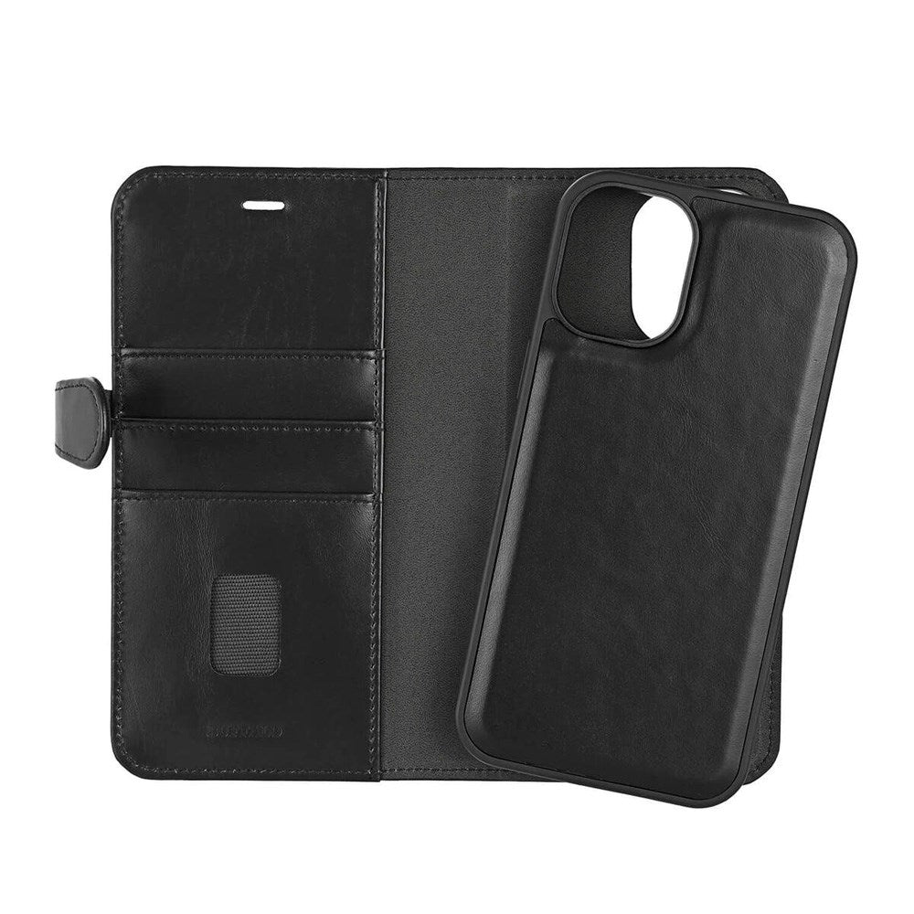 Buffalo iPhone 16 Plus 2-in-1 Wallet Ægte Læder Magnet Flip Cover m. Pung - MagSafe Kompatibel - Sort