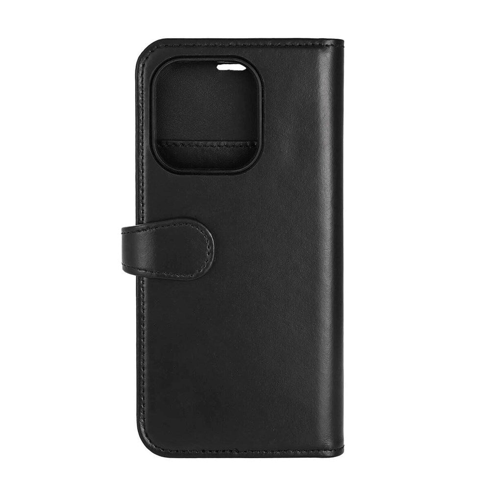 Buffalo iPhone 16 Pro 2-in-1 Wallet Ægte Læder Magnet Flip Cover m. Pung - MagSafe Kompatibel - Sort