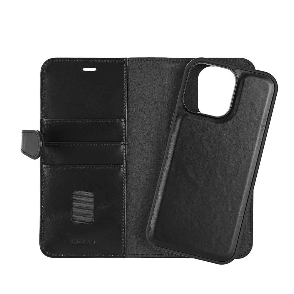 GEAR Buffalo iPhone 16 Pro Max 2-in-1 Wallet Ægte Læder Magnet Flip Cover m. Pung - MagSafe Kompatibel - Sort