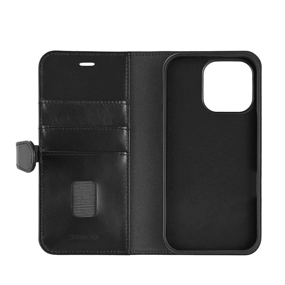 GEAR Buffalo iPhone 16 Pro Max 2-in-1 Wallet Ægte Læder Magnet Flip Cover m. Pung - MagSafe Kompatibel - Sort