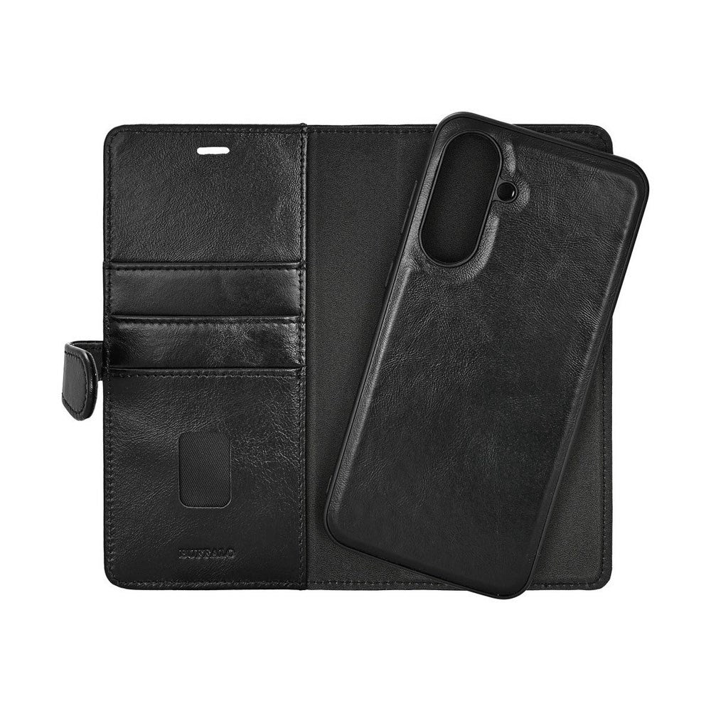 Buffalo Samsung Galaxy A36 (5G) 2-in-1 Wallet Magnet Flip Cover m. Pung - Ægte Læder - Sort - (DEMO)