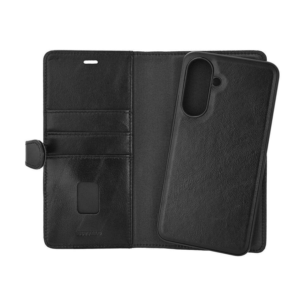 Buffalo Samsung Galaxy A56 (5G) 2-in-1 Wallet Magnet Flip Cover m. Pung - Ægte Læder - Sort