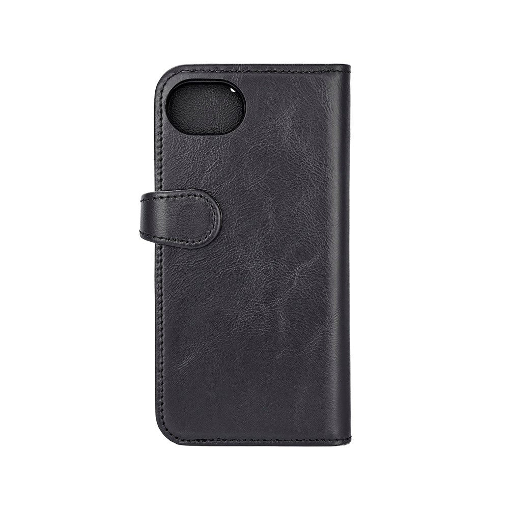 iPhone 16e - Buffalo 2-i-1 Ægte Læder Flip Cover - Sort