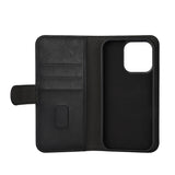 GEAR iPhone 16 Pro Læder Flip Cover 2-i-1 m. Pung 3 Kort - MagSafe Kompatibel - Sort