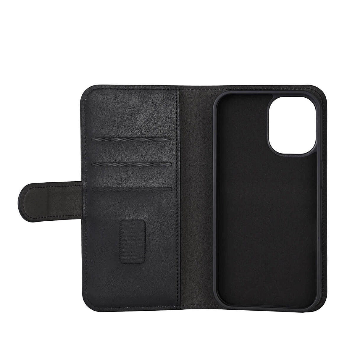 GEAR iPhone 16 Læder Flip Cover 2-i-1 m. Pung 3 Kort - MagSafe Kompatibel - Sort