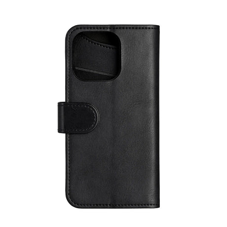 GEAR iPhone 16 Pro Wallet - Læder Flip Cover m. Pung til 3 Kort - MagSafe Kompatibel - Sort