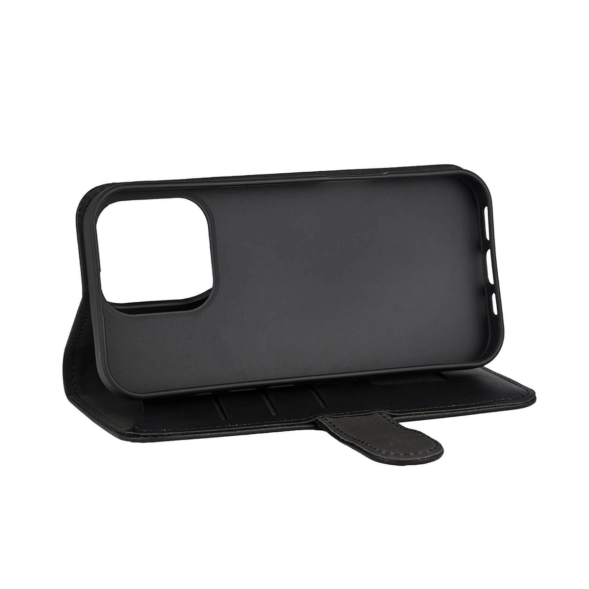 GEAR iPhone 16 Pro Wallet - Læder Flip Cover m. Pung til 3 Kort - MagSafe Kompatibel - Sort