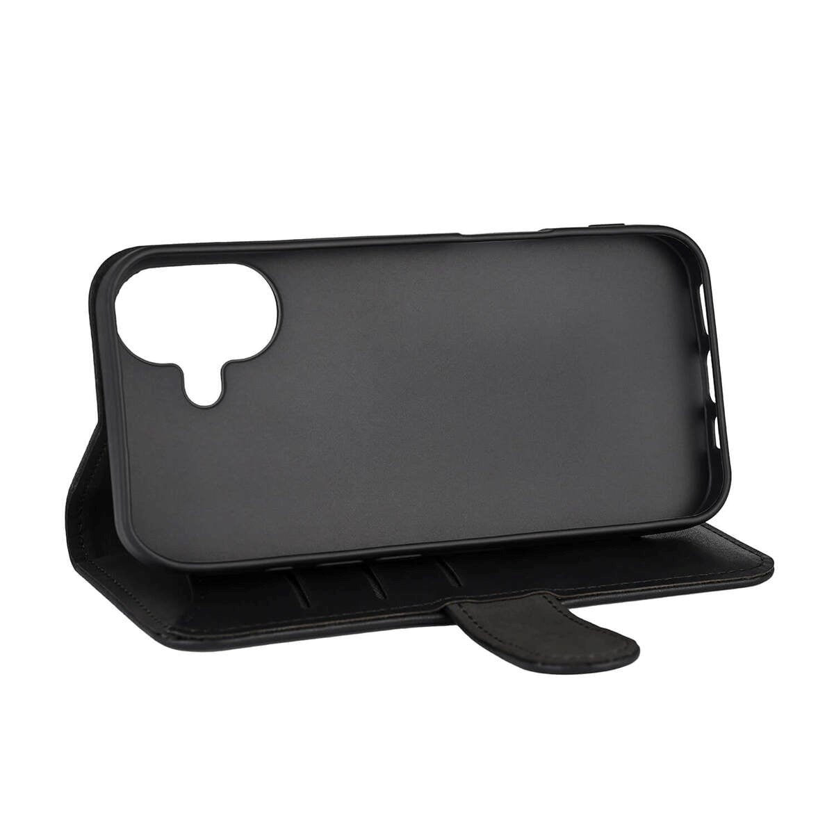 GEAR iPhone 16 Plus Wallet - Læder Flip Cover m. Pung til 3 Kort - MagSafe Kompatibel - Sort