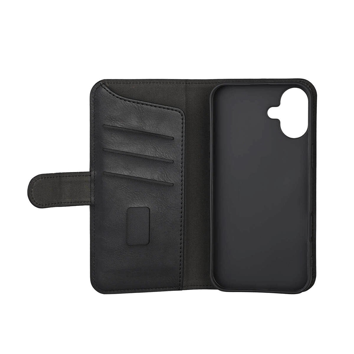 GEAR iPhone 16 Wallet - Læder Flip Cover m. Pung til 3 Kort - MagSafe Kompatibel - Sort