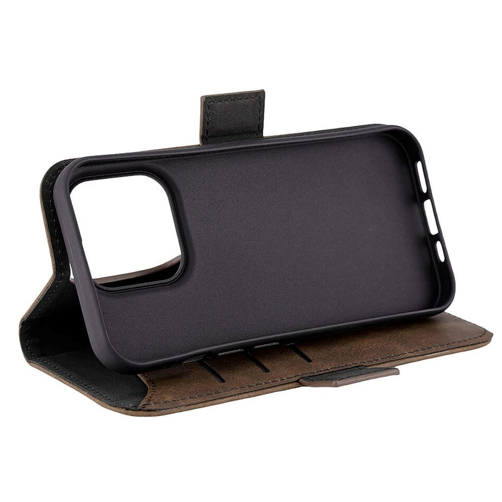 iPhone 15 Pro GEAR Læder Flip Cover m. Pung - MagSafe Kompatibel - Brun