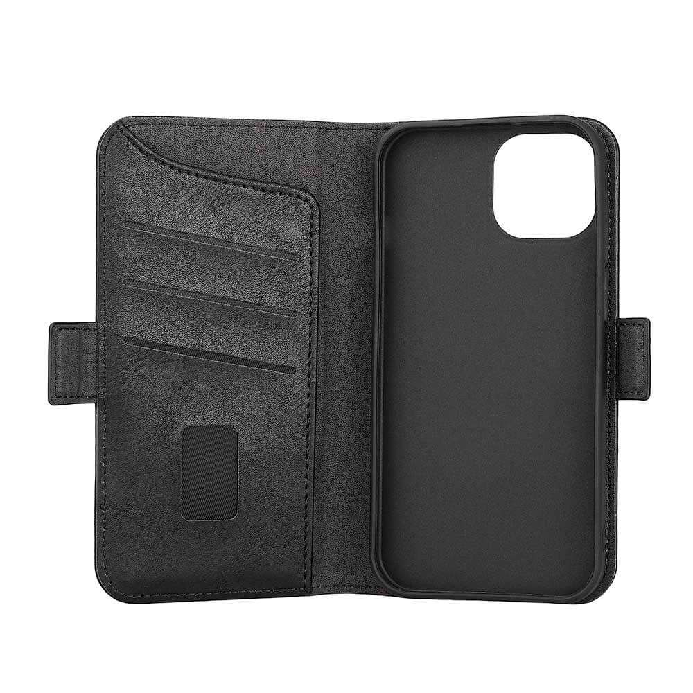 GEAR iPhone 15 Wallet - Læder Flip Cover m. Pung til 3 Kort - Sort