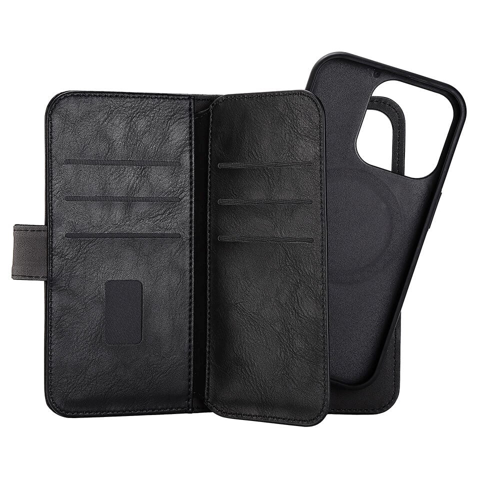 GEAR iPhone 14 Pro Wallet - Læder Flip 2-i-1 Cover m. Pung 7 Kort - Sort
