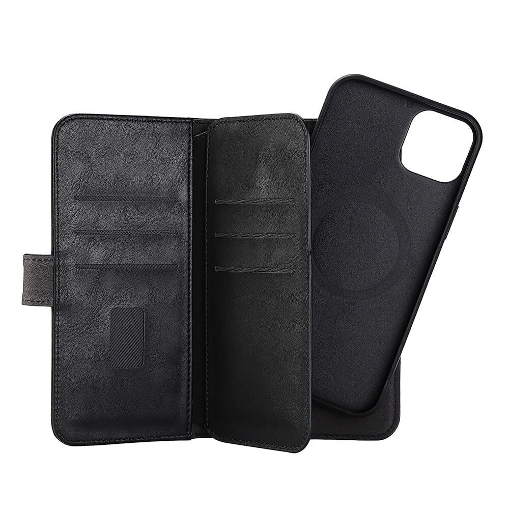 GEAR iPhone 14 Plus Wallet - Læder Flip 2-i-1 Cover m. Pung 7 Kort - Sort