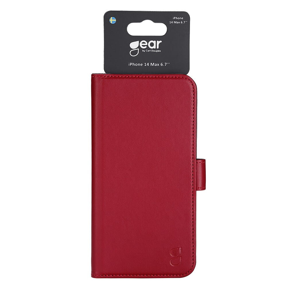 GEAR iPhone 14 Plus Wallet - Læder Flip Cover m. Pung til 3 Kort - Rød