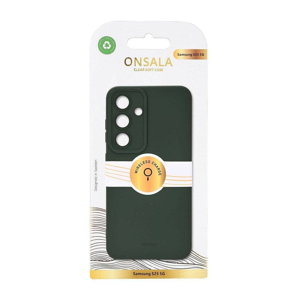 Onsala Samsung Galaxy S25 Silikone Touch Bagside Cover - Olive Green