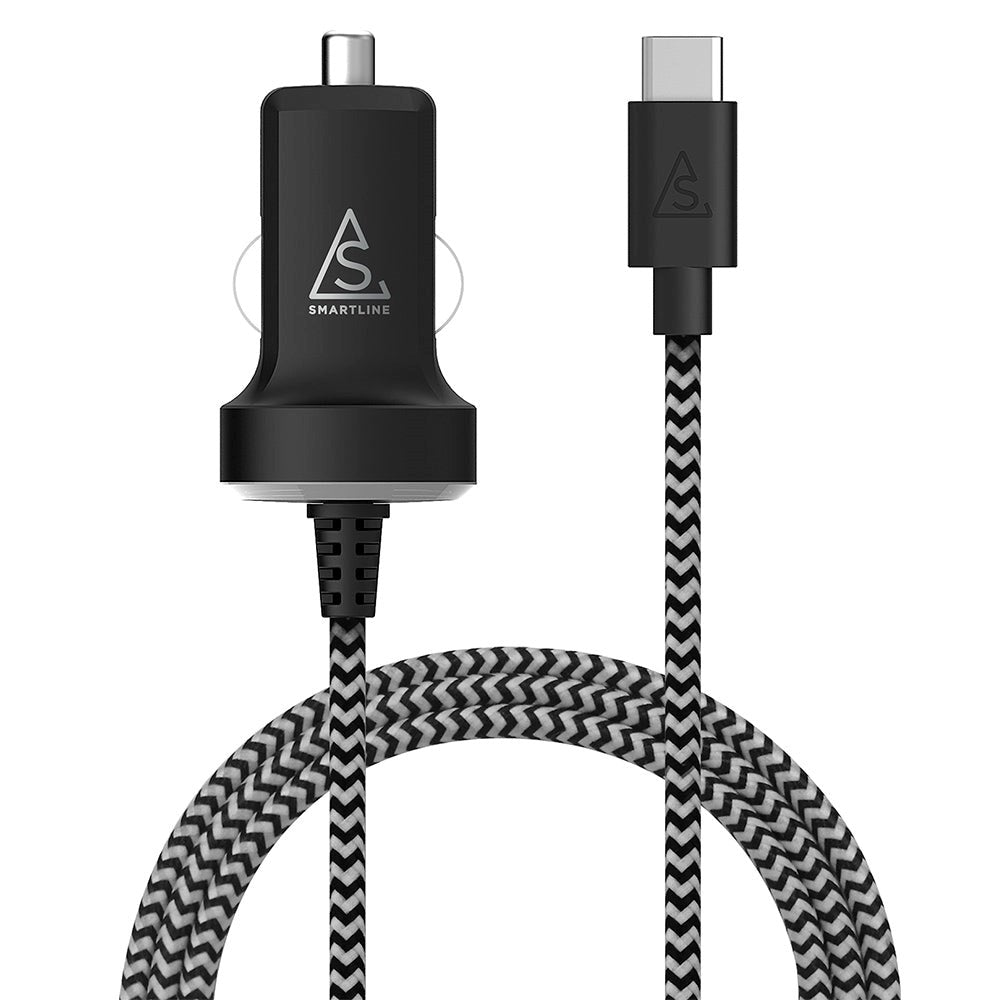 Smartline 10.5W Billader m. Indbygget USB-C Kabel - Sort