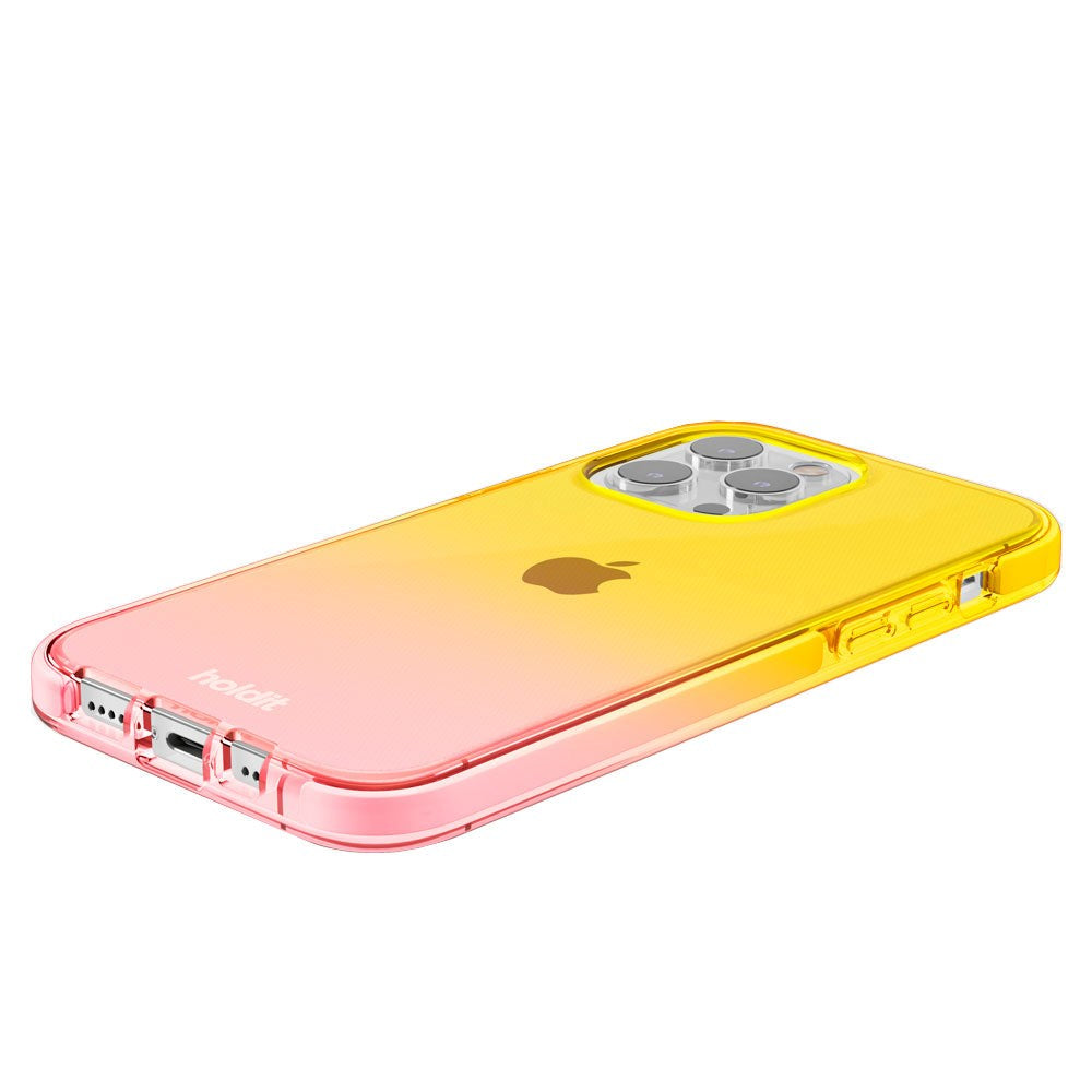 Holdit iPhone 14 Pro Seethru Mobil Cover - Gradient Bright Pink/Orange Juice