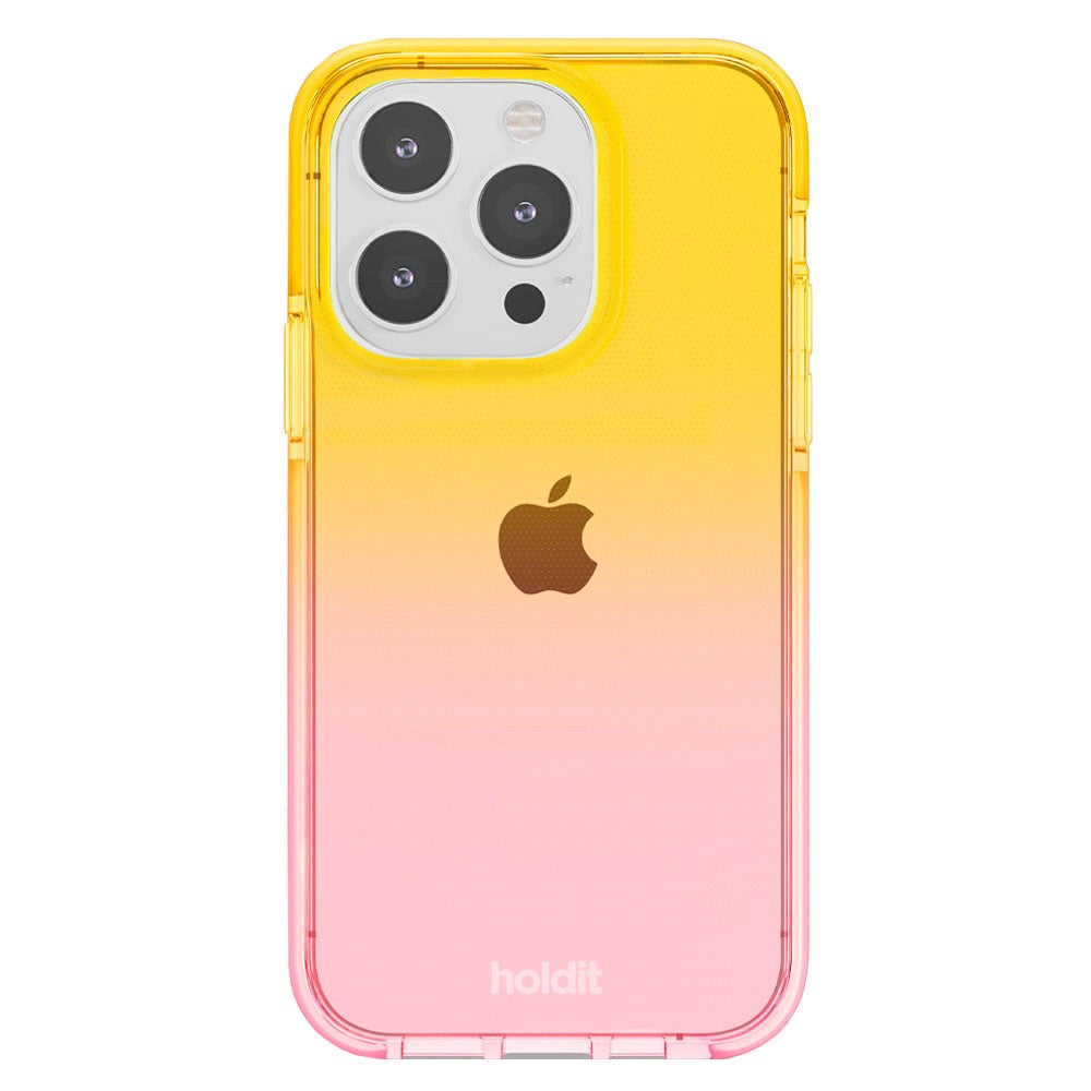 Holdit iPhone 14 Pro Seethru Mobil Cover - Gradient Bright Pink/Orange Juice