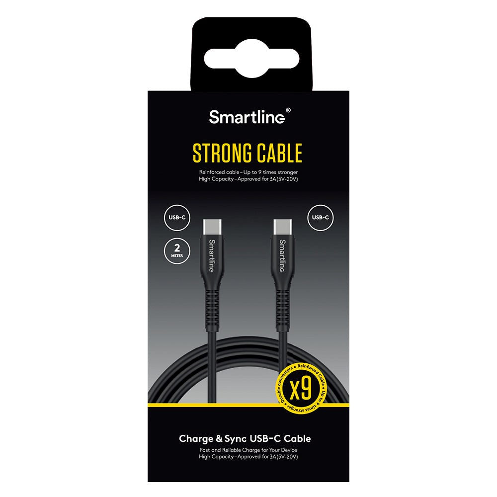 Smartline USB-C til USB-C Kabel 2 Meter - Sort