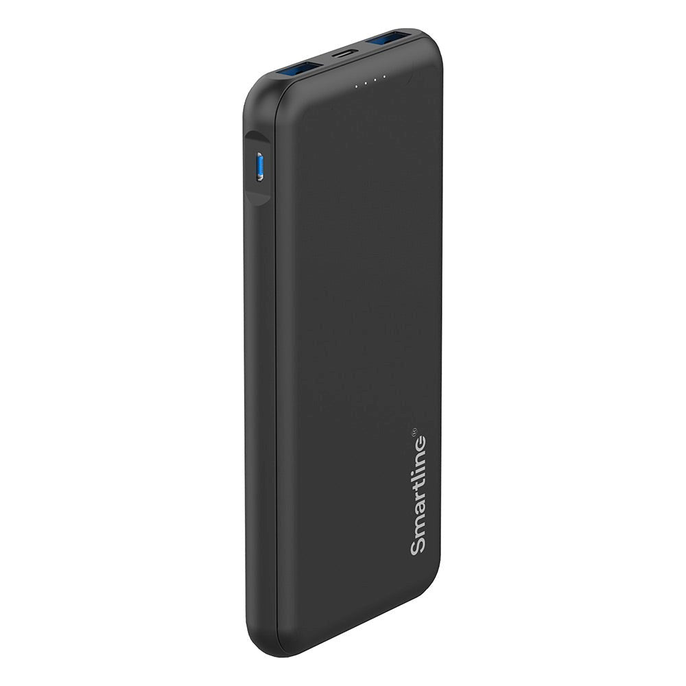 Smartline 22.5W Powerbank med 1 x USB-A (QC) & 2 x USB-C (PD) - 10000 mAh - Sort
