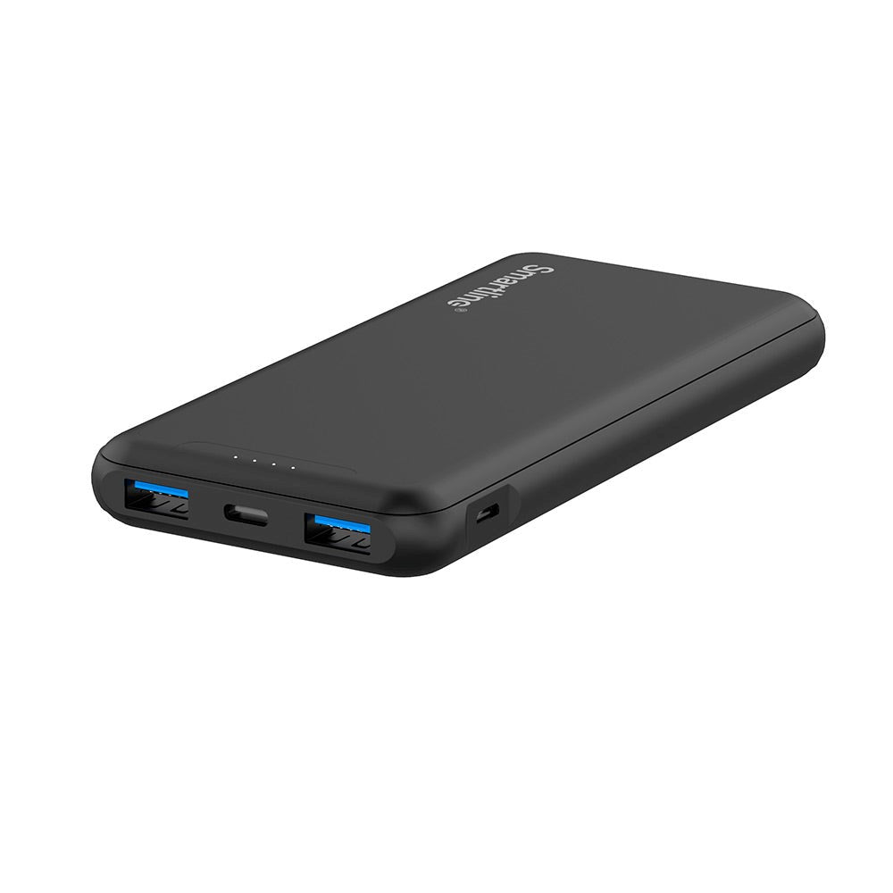 Smartline 22.5W Powerbank med 1 x USB-A (QC) & 2 x USB-C (PD) - 10000 mAh - Sort