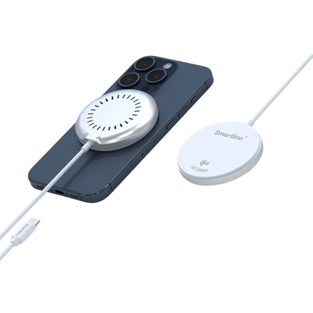 Smartline - 15W Magnetisk Qi2 Trådløs Oplader - MagSafe Kompatibel - Hvid