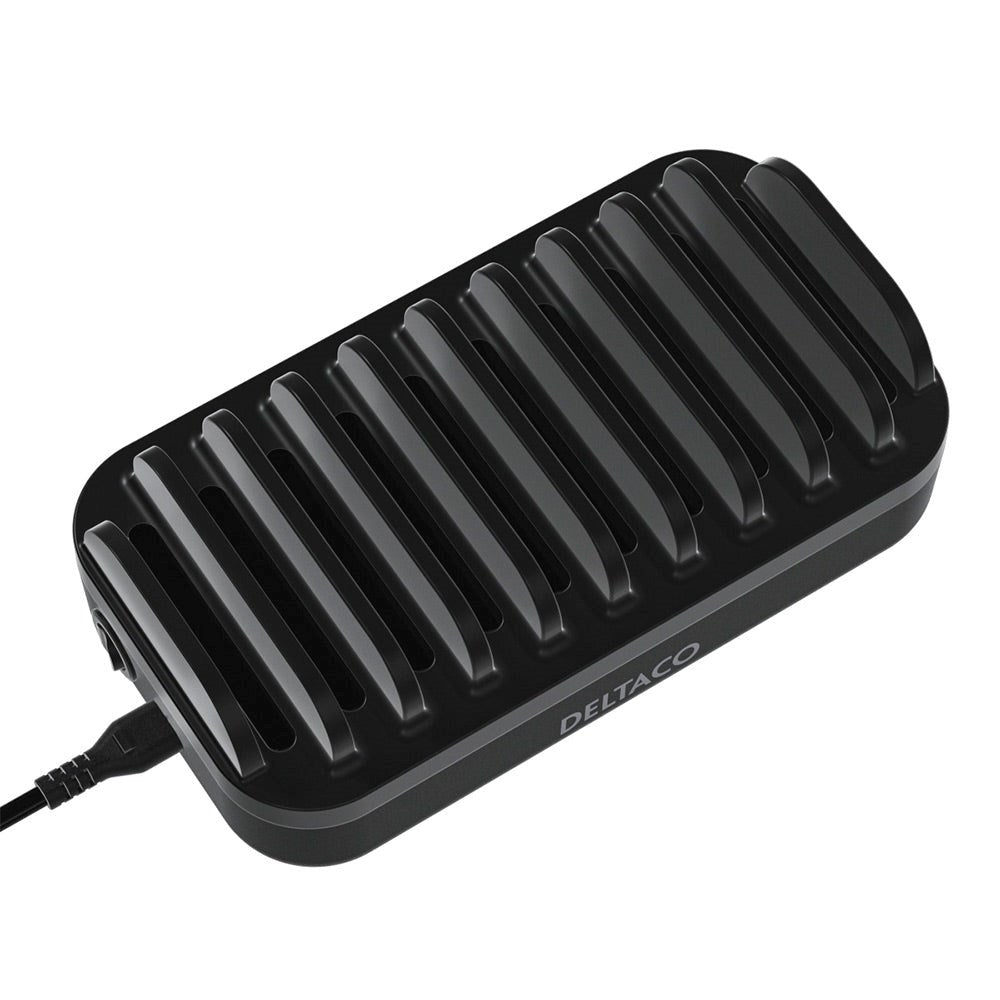 Deltaco 10 Port 120W Docking Station m. 7 x USB-A & 3 x USB-C - Sort