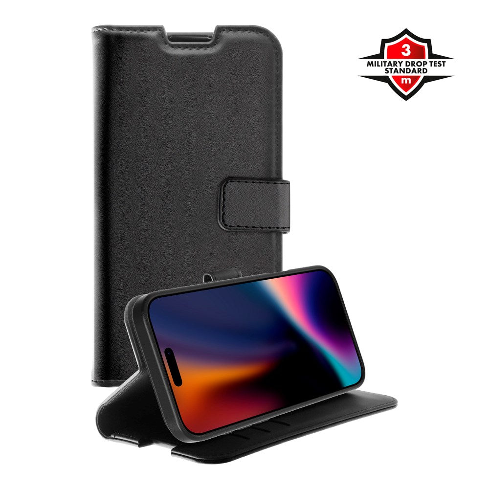 iPhone 17 Pro X2O Classic Wallet Flip Case m. Pung & Ståfunktion - Sort
