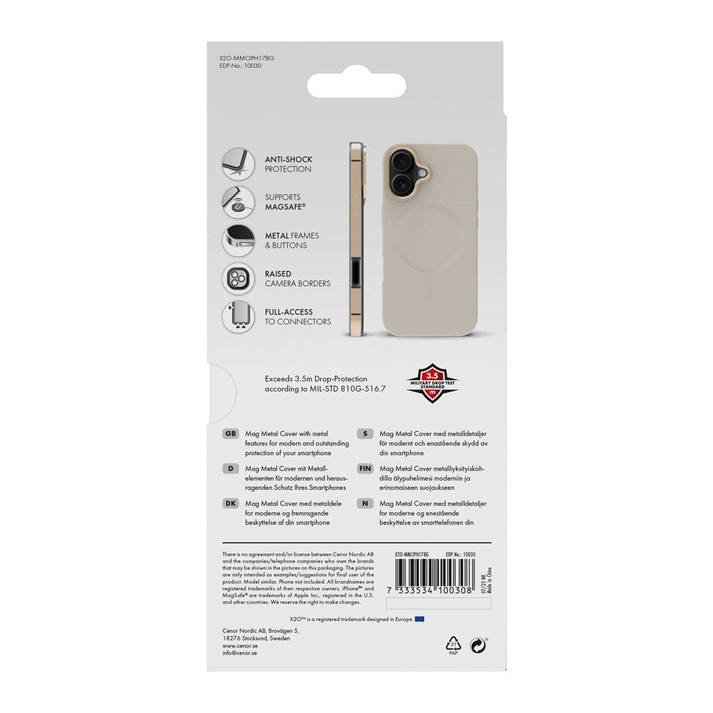 iPhone 17 X2O Mag Metal Mobil Cover - MagSafe Kompatibel - Beige / Guld
