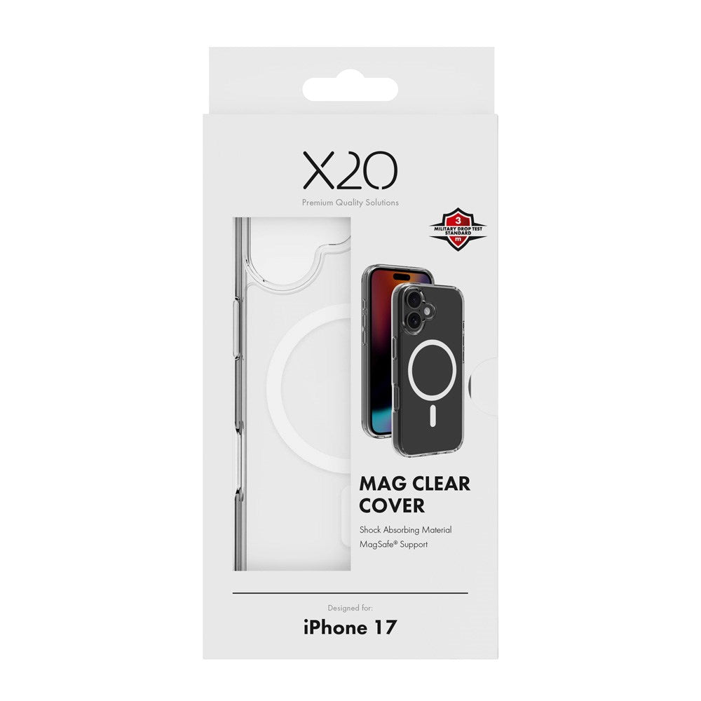 X2O iPhone 17 Mag Clear Mobil Cover - MagSafe Kompatibel - Gennemsigtig