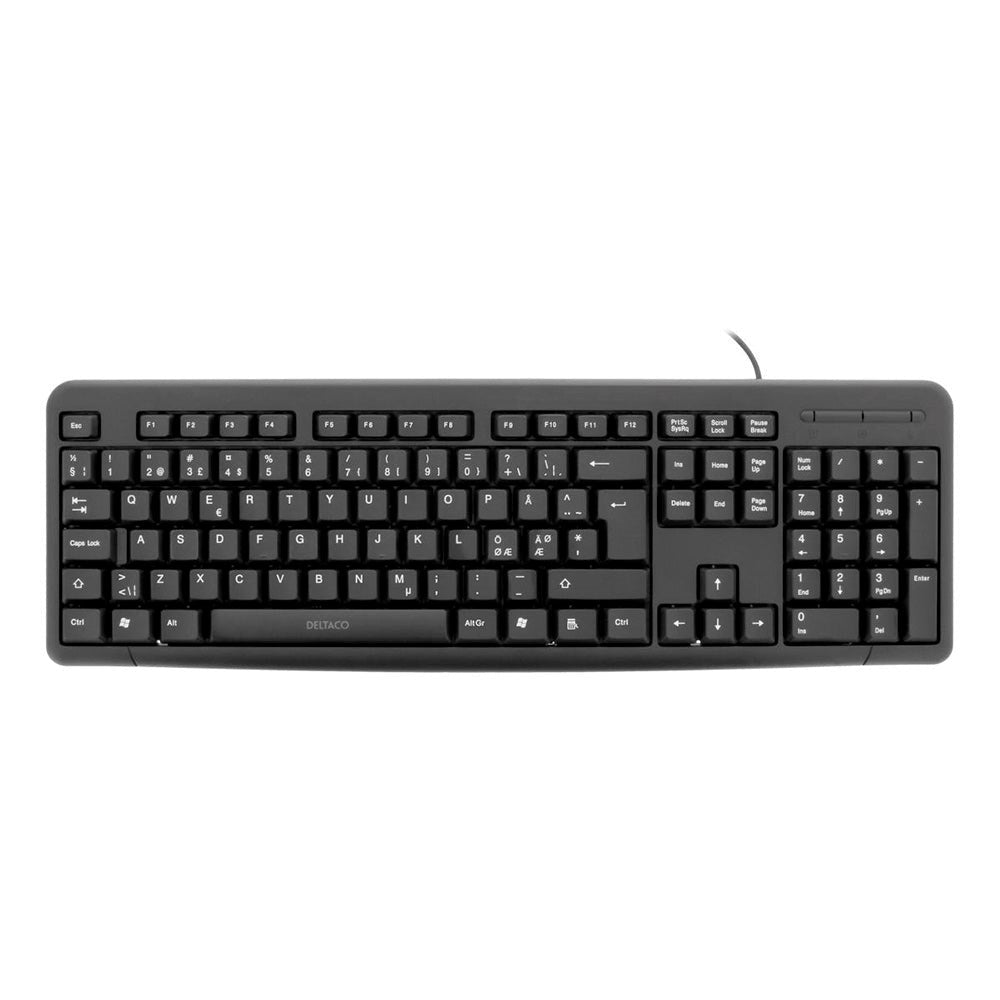 Deltaco Kablet Tastatur m. Nordisk Layout - Sort